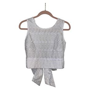 LA Hearts Tie Back White Crop Top